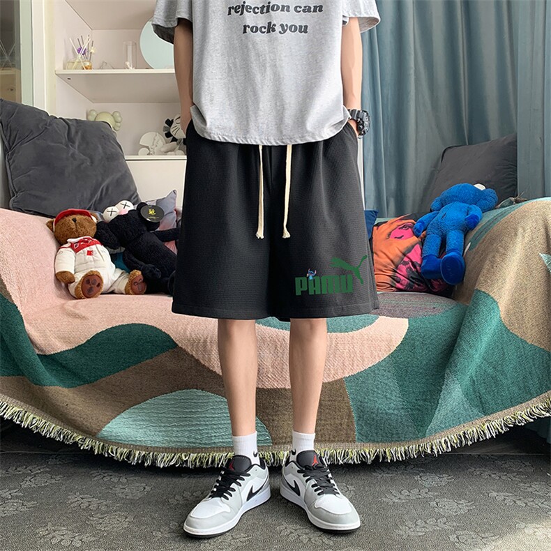 HD74227-P22华夫格短裤男大码宽松五分裤男直筒中裤,男装休闲裤,电商A040