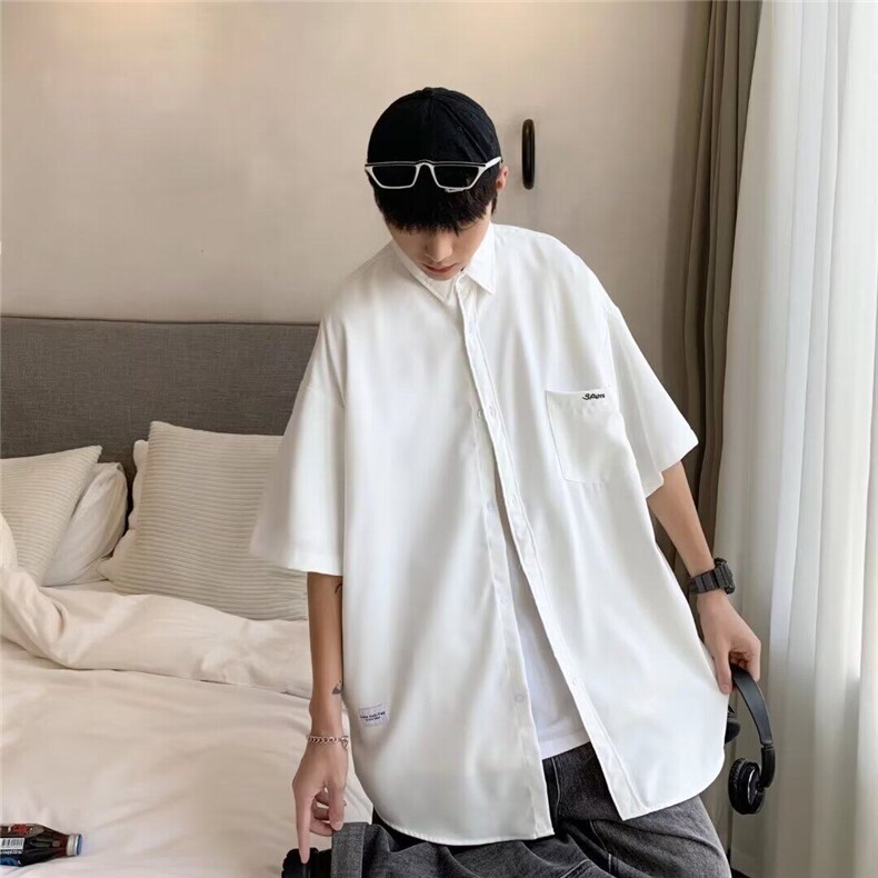 2025夏新款休闲短袖衬衫男宽松半袖男士衬衣CC840,男装T恤,星座1108