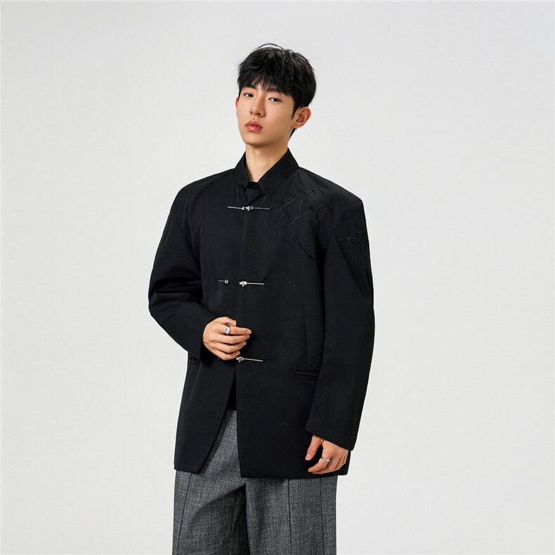 可二开「折棘」荆棘立体绣设计大码M-5XL中式西服XF78058P90控138,男装西服,星座226-1