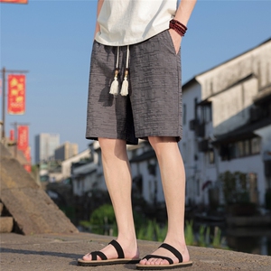 夏季棉麻男士风休闲裤短裤男装五分男装复古A266-1-KZ883-P40图片