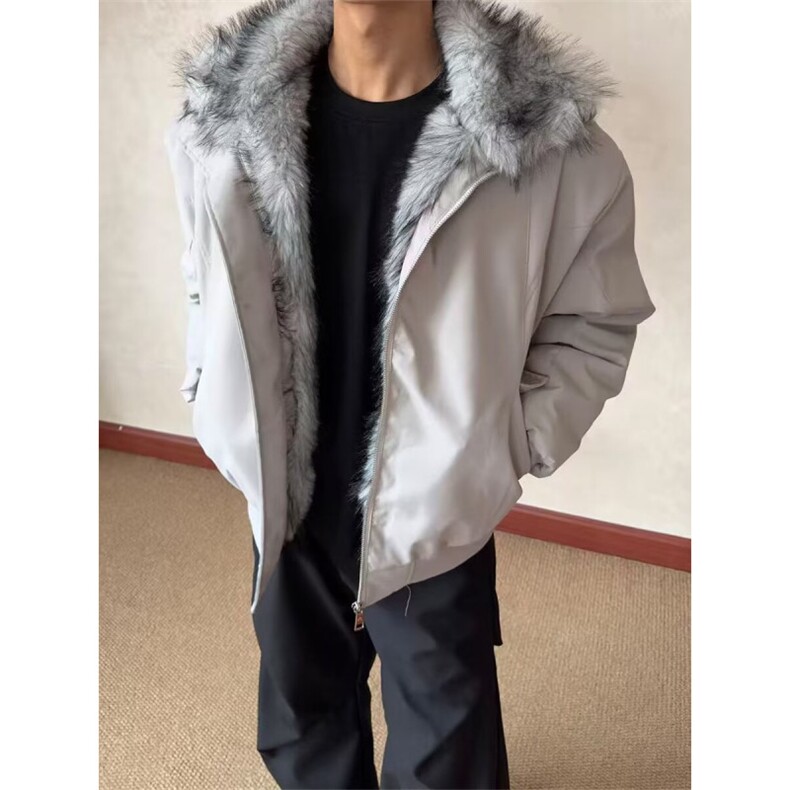 羊羔绒毛棉袄男士冬季2025新款加厚加绒连帽棉衣冬装情侣棉服外套,男装棉衣,四季星座505