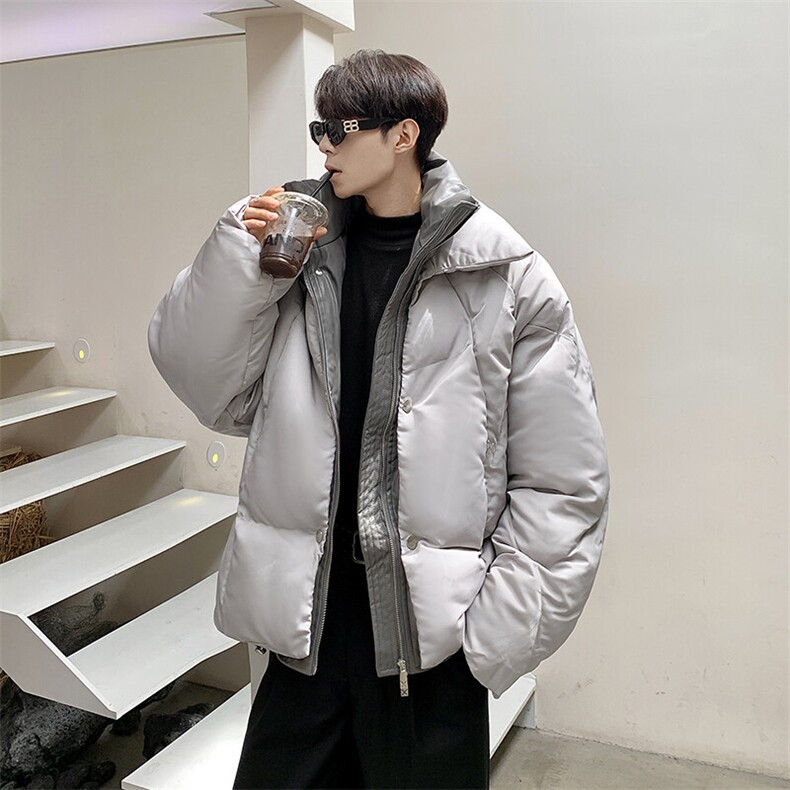 双层领PU皮拼接假两件棉服外套男冬季加厚MY1133-特P90,男装棉衣,星座403（原603-1）