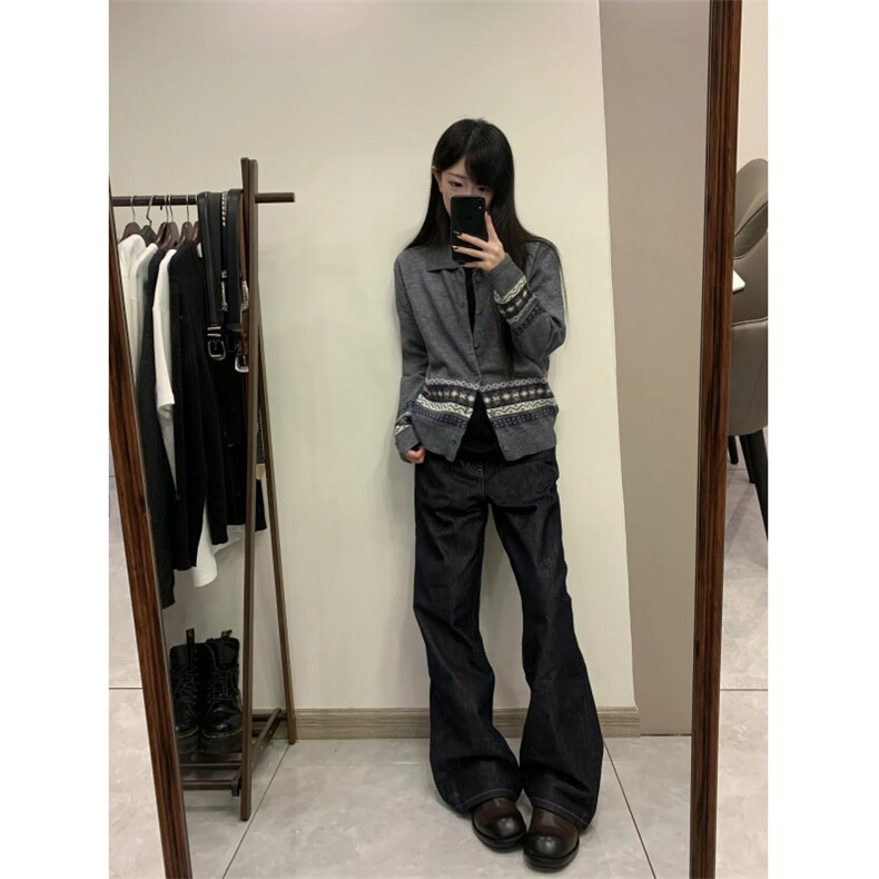 MMY416CC-特P60费尔岛针织开衫毛衣男女早秋提花polo上衣,男装针织衫/毛衣,星座1007（原301D）
