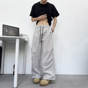时尚慵懒美式轻薄阔腿运动裤男女2026夏季无品牌流行ins潮流新款图片
