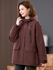 2025年冬季时尚潮流中长款休闲加绒加厚派克服，女装派克服，天丽
