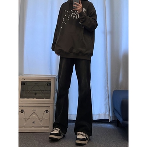 美式hiphop牛仔裤修身直筒微喇叭裤 68图片