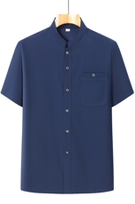 夏季新款中老年薄款透气衬衫唐装立领丝光棉短袖T恤YD1030-P50，男装T恤，星座1105-3