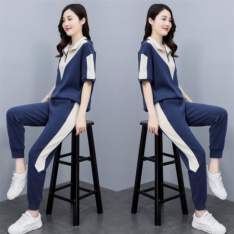 2024夏季新款时尚运动套装修身显瘦休闲两件套,女装运动套装,凯瑟曼