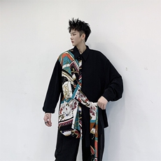 小众设计师款个性不规则印花系飘带衬衣男长袖H1016P65，男装衬衫，星座1114（原A254）