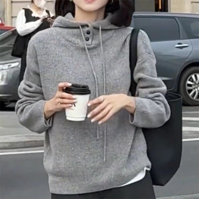 秋冬新款纯色连帽时尚百搭,针织衫/毛衣,泰沅羊绒