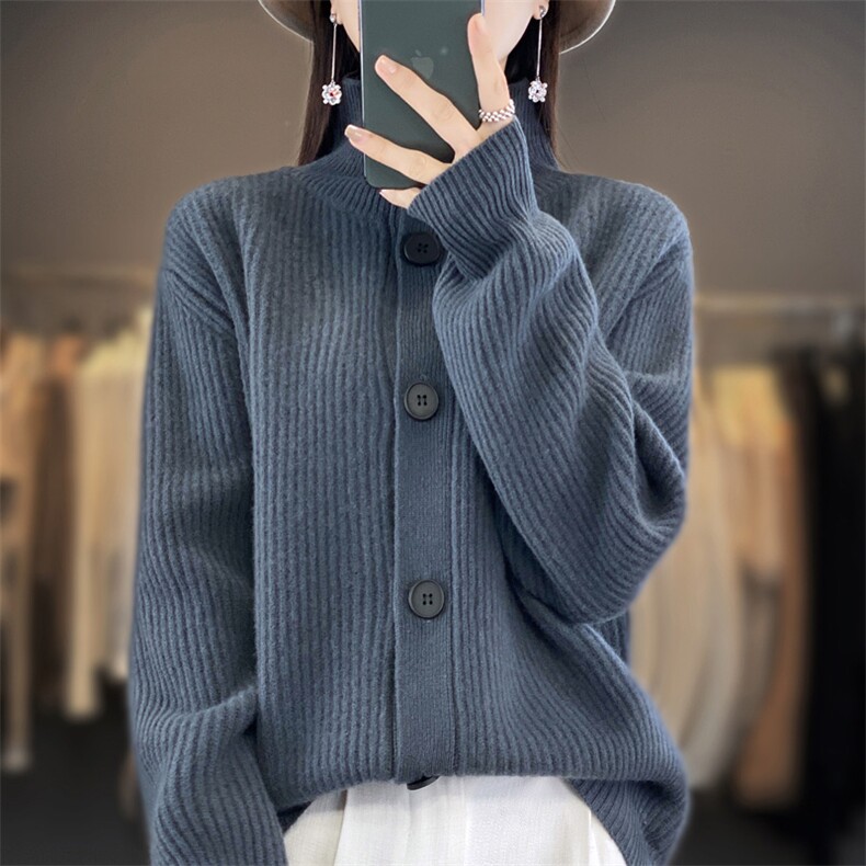 2025年秋季新款百搭女士抽条羊毛开衫,女装羊毛衫,春贝羊绒