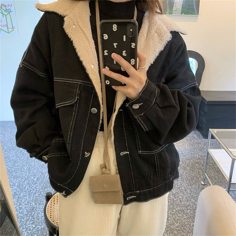 A461-P110牛仔加绒外套秋冬加厚牛仔衣设计感上衣棉服棉衣ins潮,男装棉衣,星座911