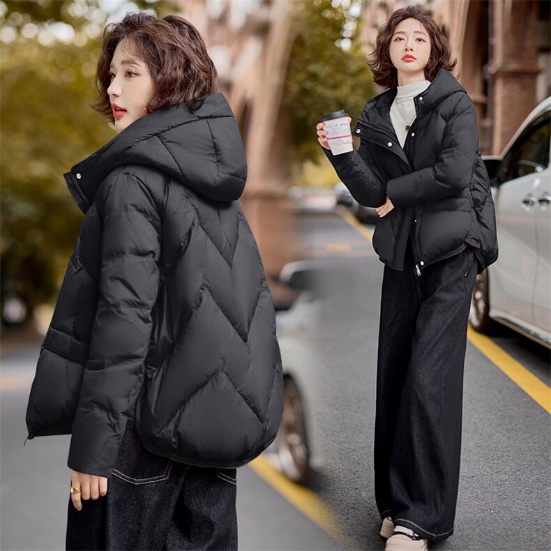 红色短款羽绒服女高级设计感90白鸭绒小个子韩版宽松加厚冬季外套,女装羽绒服,梦懿尔