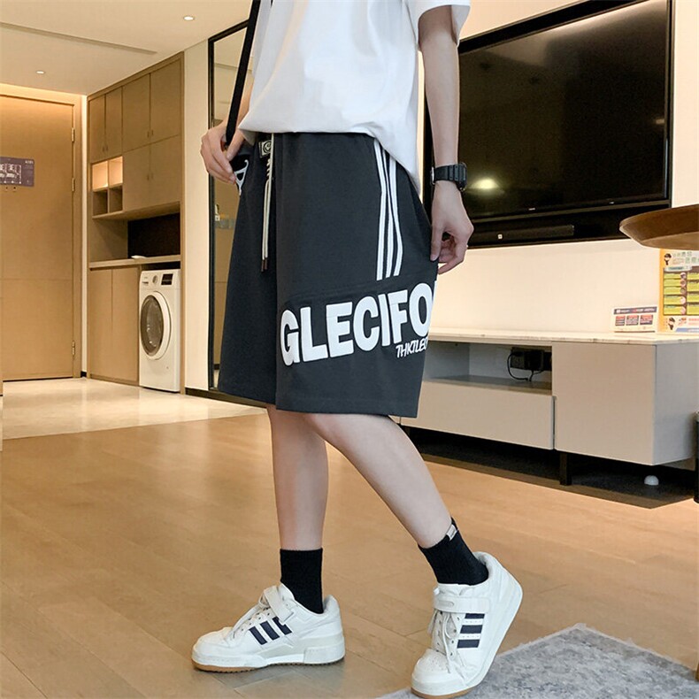 2025夏季三道杠短裤男重工发泡立体印花港风五分裤衩-2411-P22,男装休闲裤,星座207