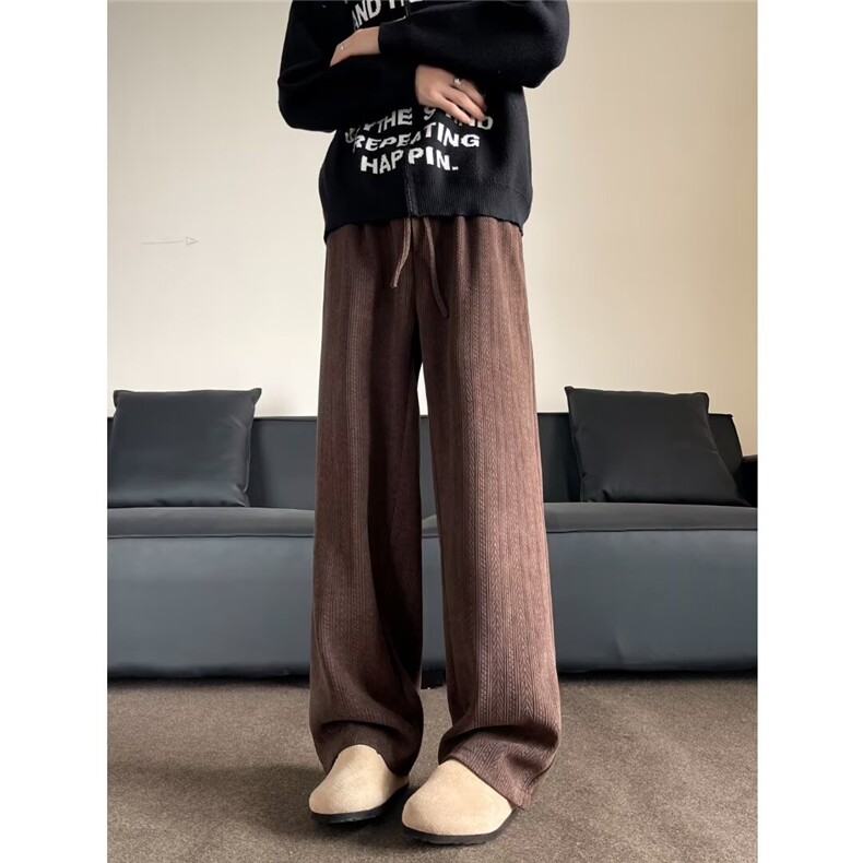 裤子宽松慵懒风垂感休闲裤秋冬款美式复古高级感运动长裤,男装休闲裤,星座1013