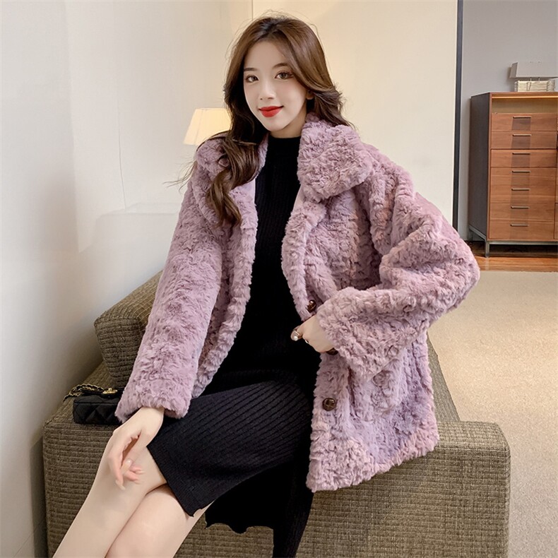 羊羔绒外套女冬韩版2021新款仿兔毛绒皮草宽松加厚皮毛一体外套女,女装皮草,潮品会