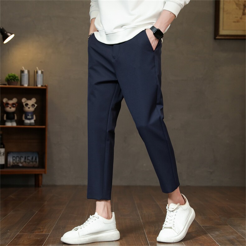裤子男韩版潮流春秋季新款九分小西裤男士修身垂感西装裤休闲长裤，男装西裤，星座505-2（原电商A260-1)