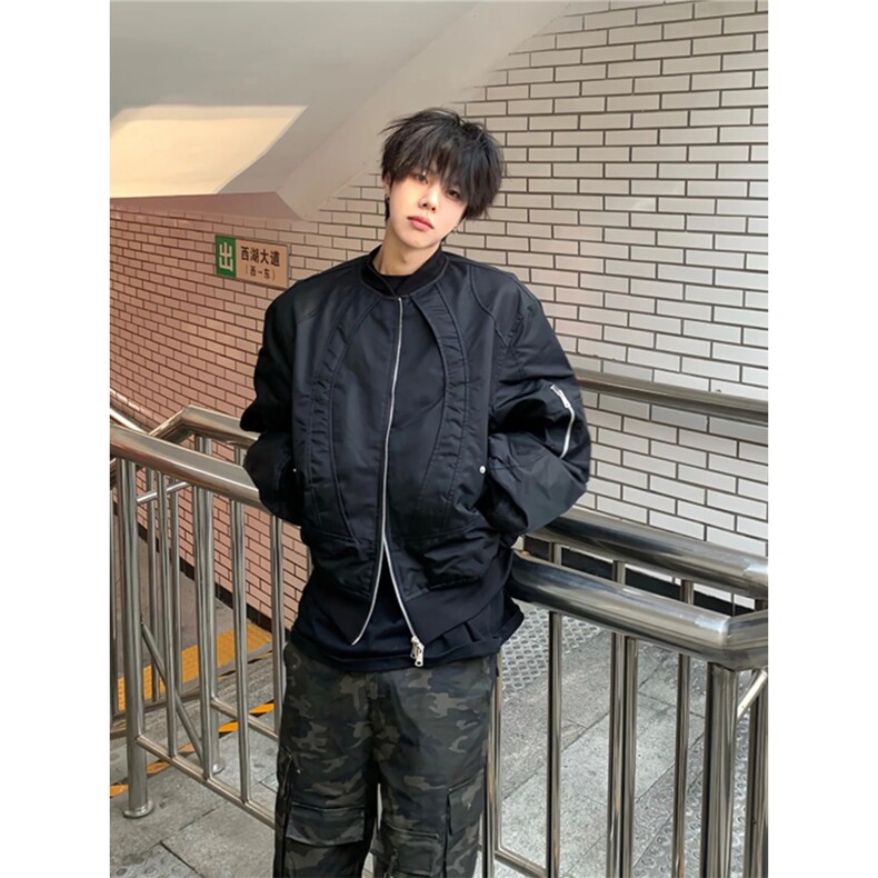 bomber美式短款棉服外套男生高级感棒球服cleanfit廓形飞行员夹克图片