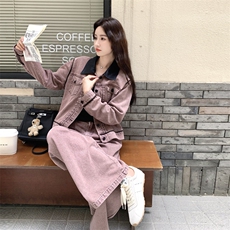 出货中25秋季新款原创牛仔拼色套装628-P195-278，女装套装/套裙，2C317