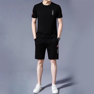 中年爸爸夏装短袖t恤男装条纹polo衫夏季中老年休闲短裤两件套图片