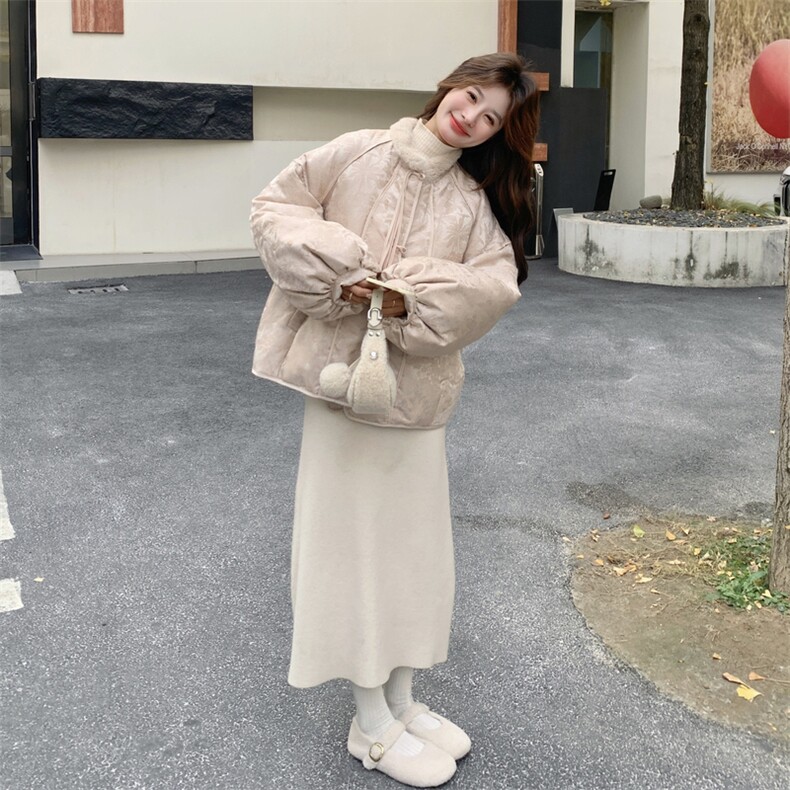 新中式国风提花羽绒服女2025冬季新款小个子洋气加厚90白鸭绒外套,女装羽绒服,2C032