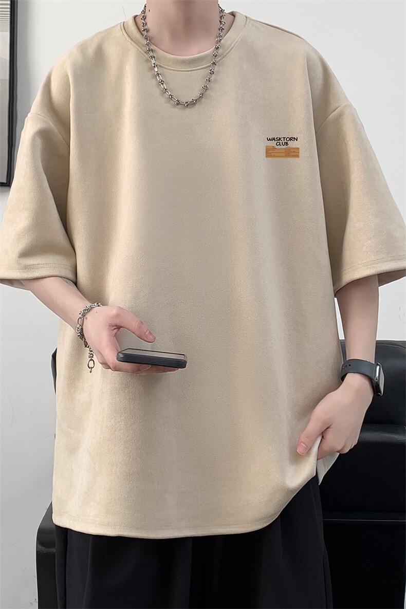 麂皮绒短袖t恤男大码半袖男大皂风JD82350-P25,男装T恤,电商A040