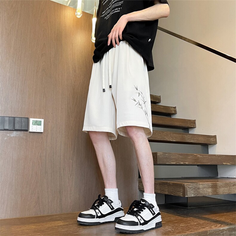 2025夏季新风冰丝休闲短裤刺绣结宽松五分裤男938特P27控48,男装牛仔裤,电商C305A