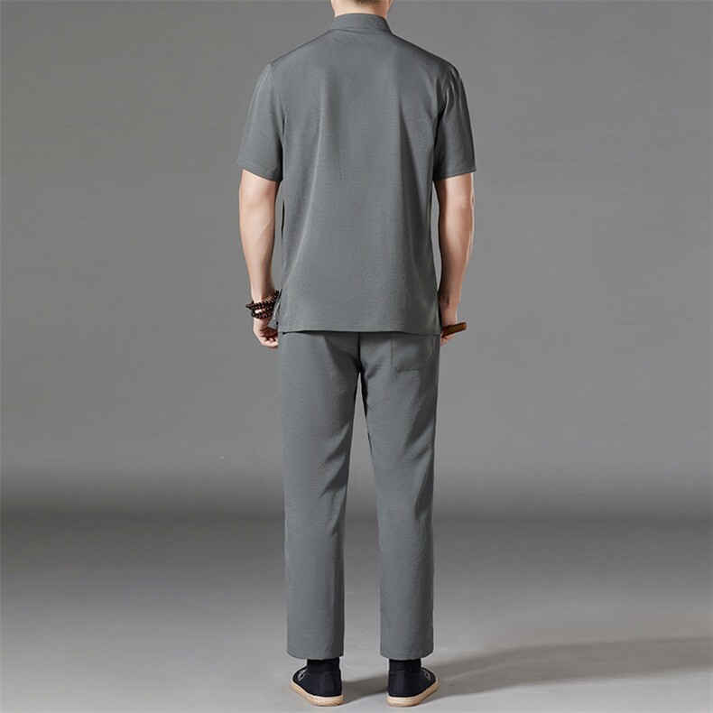 唐装太极服中式刺绣立领风短袖套装时尚爸爸装MJ7301-P73,男装民族服装,星座1105-3