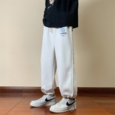 可束脚加厚加绒运动裤男大码宽松直筒卫裤男K13274-P35加绒-P45，男装休闲裤，电商A040