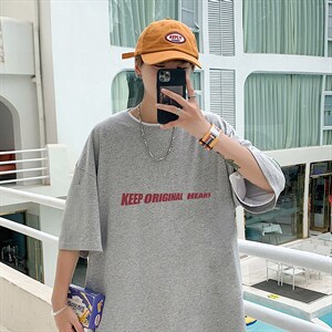 DX17071-P20 纯棉短袖t恤男大码半袖打底衫宽松体恤衫 港风图片