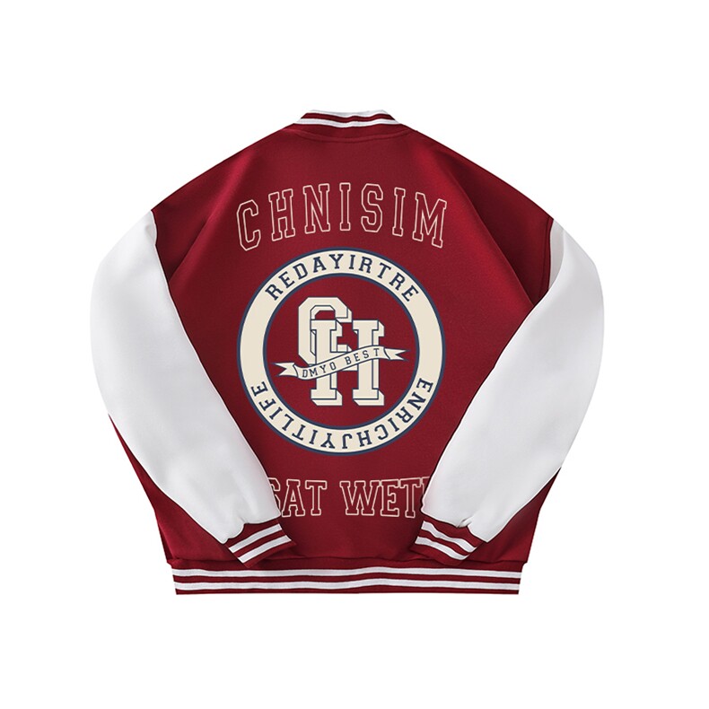 抖音得物高品质全棉380克潮立领棒球服开衫印花卫衣外套ACM1203,女装短外套,电商A443