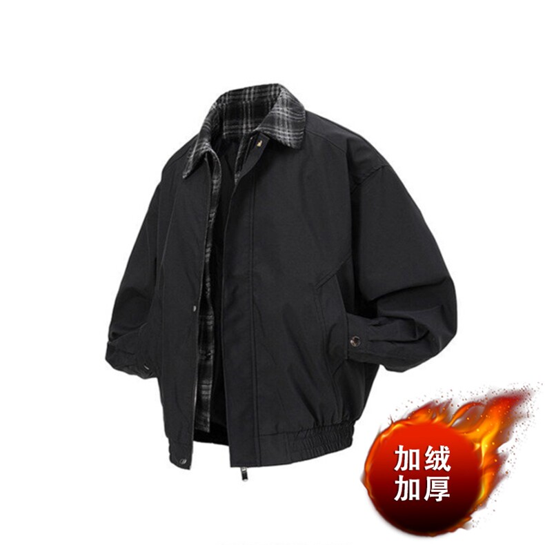 现货自制~假两件飞行夹克加绒加厚格纹拼接棉衣MY1001特P90,男装夹克,星座908-1
