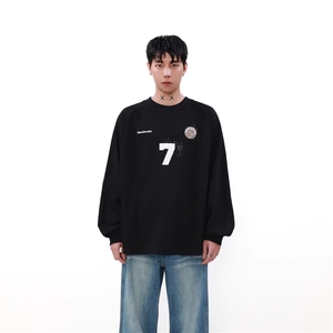 脏染运动球服卫衣男插肩长袖t恤工装休闲棒球上衣潮WY51 P47图片