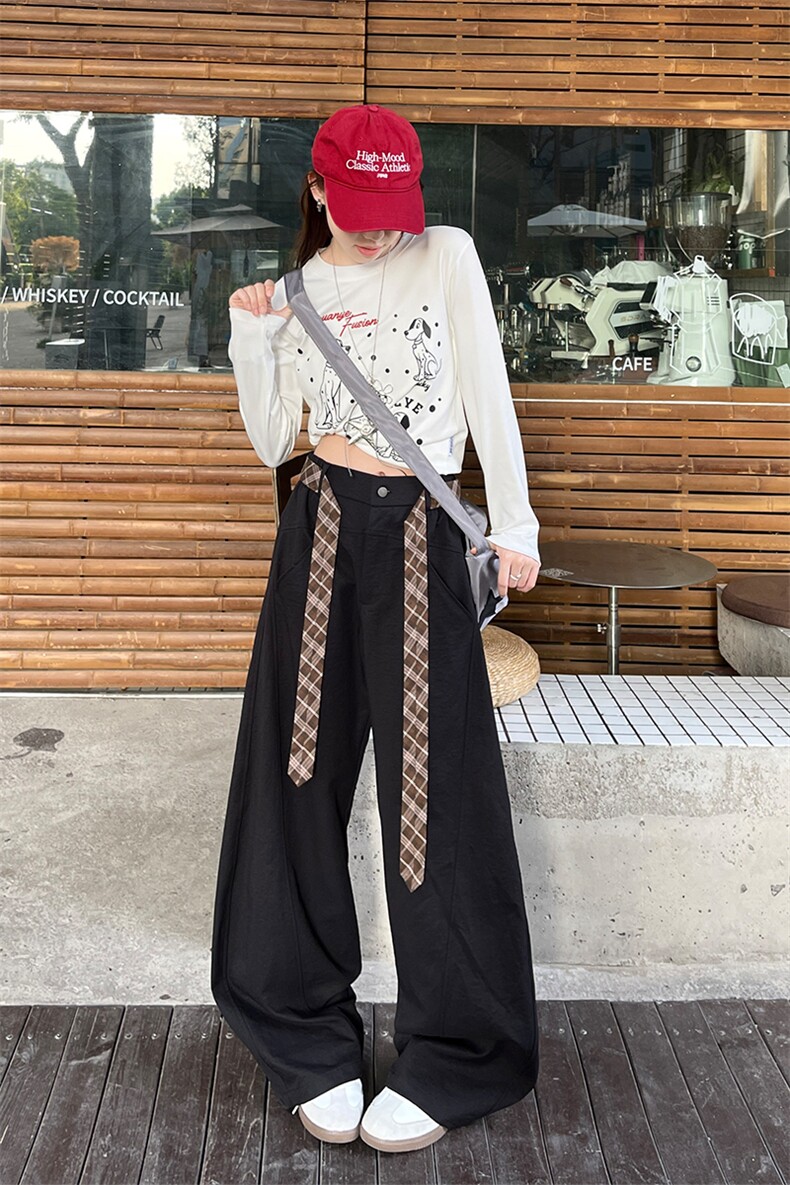 美式腰带设计西裤宽松阔腿弯刀裤男K24060特P48K24060J加绒特P58,男装休闲裤,电商A001-1