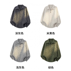 半拉链Polo领毛衣男秋冬季cleanfit慵懒风加厚保暖灰色套头针织衫，男装针织衫/毛衣，星座302B-1