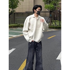 翻领纯色针织打底衫保暖毛线衣青年2025秋季新款男套头毛衣，男装T恤，星座506A