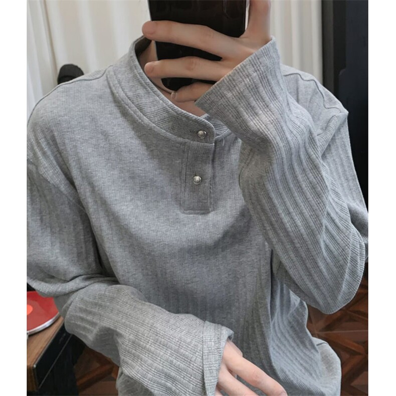 纯色男士痞帅立领长袖t恤秋冬季网红休闲打底体恤衫上衣TW75，男装T恤，星座1116A（原606A-3）