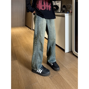 现货 自家图 高质量 复古蓝宽松直筒阔腿牛仔裤男 K5823-P50 控78图片