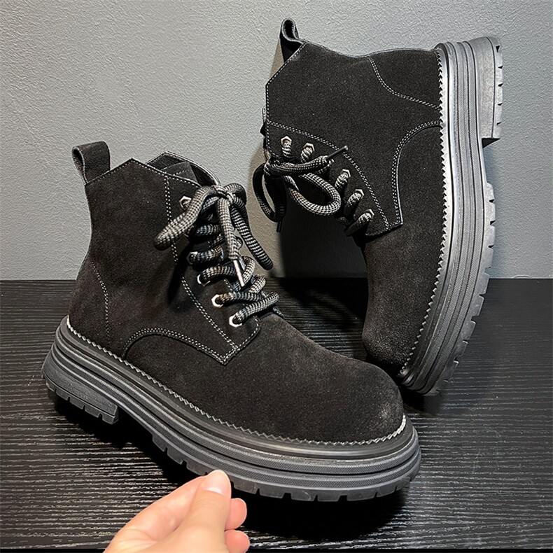 X4275-185秋季新款系带机车马丁靴男英伦风复古工装短靴，男装工装外套，星座1407-3