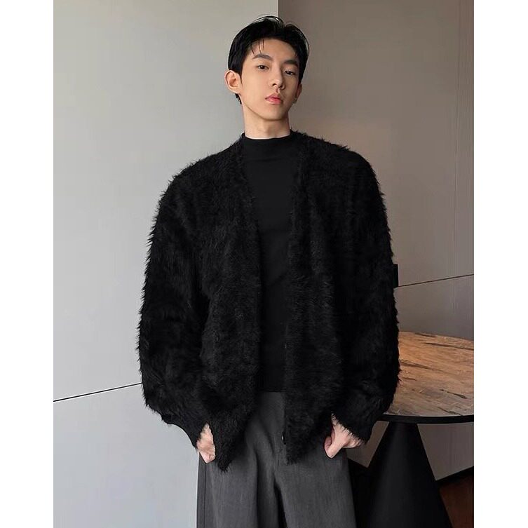 M34-P60美式潮牌针织开衫外套男2025春秋冬季V领毛衣慵懒风,男装针织衫/毛衣,电商B323A