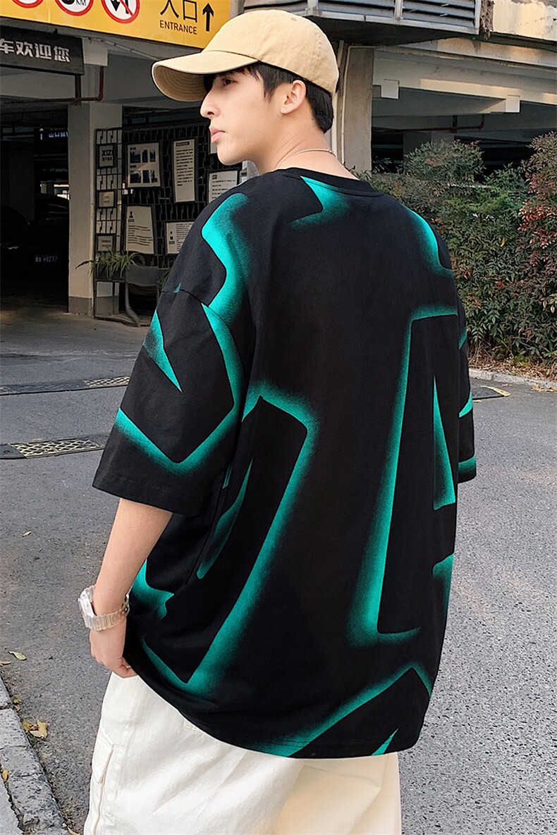 抖音得物高品质40支双纱精梳棉百搭潮纯棉短袖T恤男女T7197-P45,男装T恤,电商A441-1
