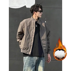 抖音得物美式潮休闲夹克春季立领纯色复古工装加厚棉服外套AMY01，男装夹克，电商A443
