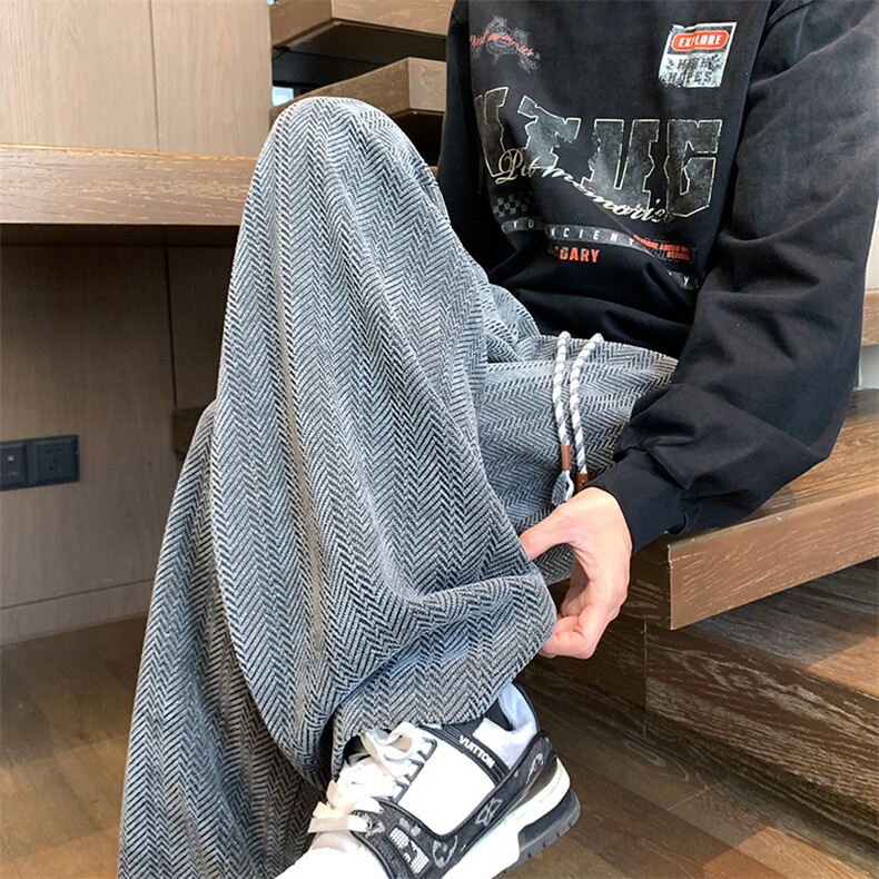 麦穗纹休闲裤男春季新款港风宽松长裤K8056-特P29无差价,男装休闲裤,星座214-3