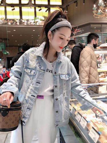 手工牛仔外套，女装，一杭