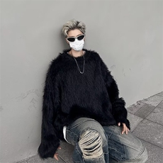 貂绒针织衫男女韩版潮流宽松帅慵懒风毛毛2024秋冬毛衣MZ501-P52，男装针织衫/毛衣，星座412-3