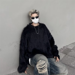 貂绒针织衫男女韩版潮流宽松帅慵懒风毛毛2024秋冬毛衣MZ501-P52图片