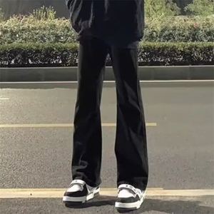 窄版直筒修身微喇牛仔裤男弹力加绒秋冬cleanfit美式高街vibe裤子图片