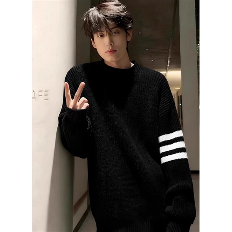 潮牌毛衣男冬季慵懒风高级感内搭针织衫红本命新年线衣M8890,男装针织衫/毛衣,星座1116A（原606A-3）