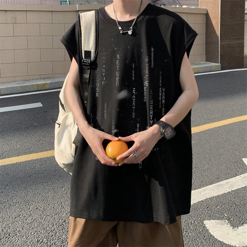 夏季外景ins韩版设计感背心男潮宽松休闲坎肩无袖T恤BX00486/P25,男装背心/马甲,电商B316
