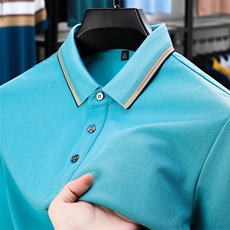 短袖Polo衫男士2024夏季新款薄款纯色翻领上衣休闲半袖T恤男装潮，男装T恤，电商B212（原钱塘6029）